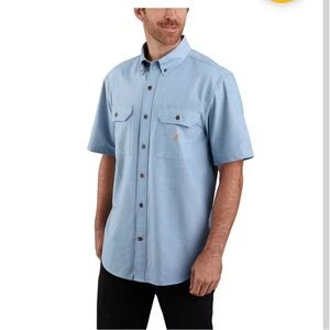 Carhartt Relaxed Fit Midweight Chambray Short-Sleeve Button Down Shirt, Size XXL